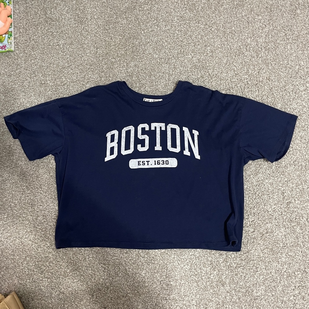 Navy Boston cropped tee, size: XL